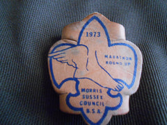 1973 Marathon Round Up, Morris Sussex Council neckerchief slide - the carolina trader