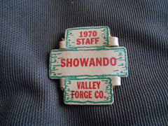 1970 Showando staff, Valley Forge council neckerchief slide - the carolina trader