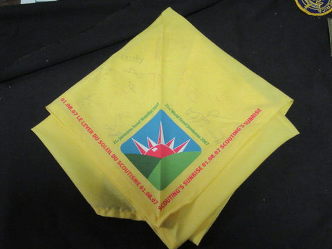 2007 World Jamboree Scouting's Sunrise Neckerchief, signed by participants