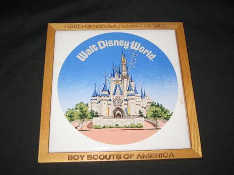 1989 Top Hands Conference Walt Disney World Ceramic Tile & Wooden Hat Plate