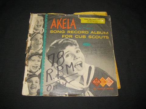 Akela Song Record Album for Cub Scouts 78 RPM, torn cover