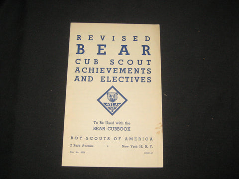 Revised Bear Cub Scout Achievements and Electives 1947