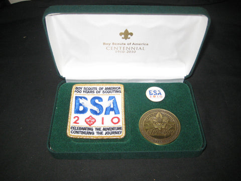 2010 BSA 100th Anniversary Patch, Medallion and Lapel Pin in box