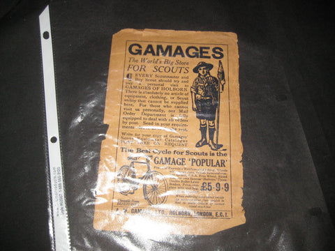 Gamages, World's Big Store for Boy Scouts, London, very old ad