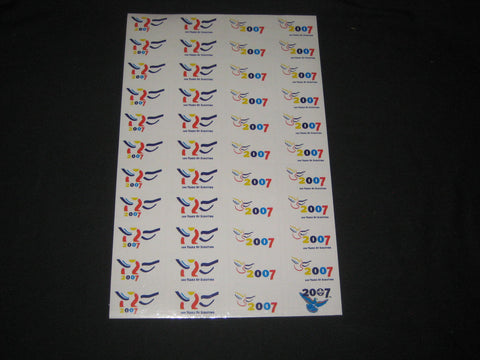 2007 World Jamboree Sheet of White Stickons