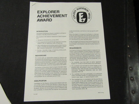 Explorer Achievement Award Flyer