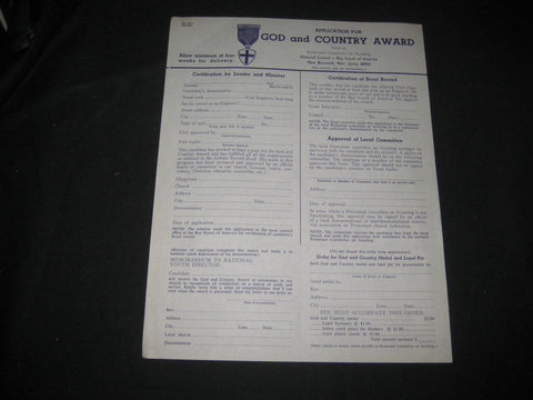 Application for God and Country Award, 1964