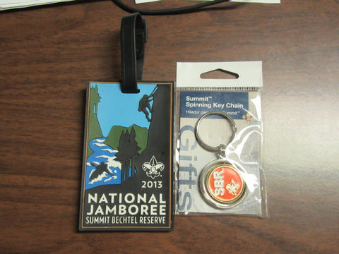 2013 National Jamboree Rubber Luggage Tag & Summit Spinning Key Chain