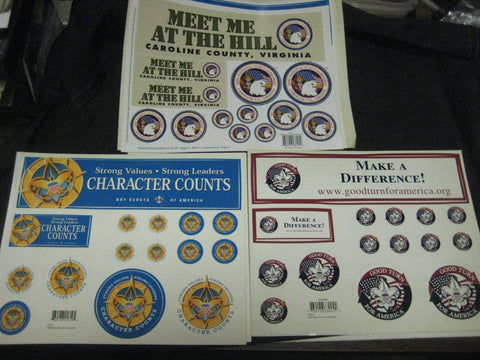 Boy Scout Bumper Stickers and Stickons--2001, 2005 & 1997 jamboree, and national programs