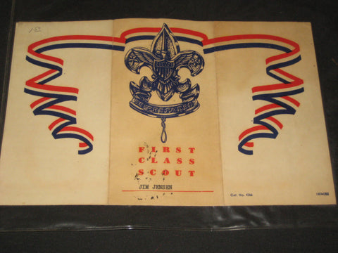 First Class Scout Presentation Card and Patch, 1953