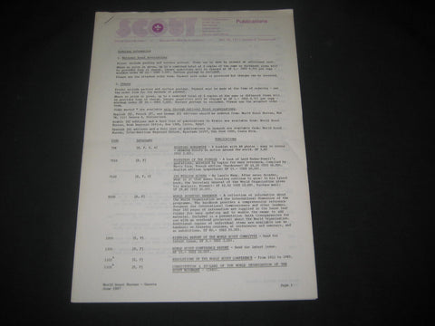 World Organization of the Scout Movement Publications & Supply lists, 1987