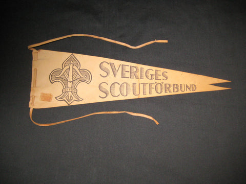 Sweden 1940s Boy Scout Leather Pennant