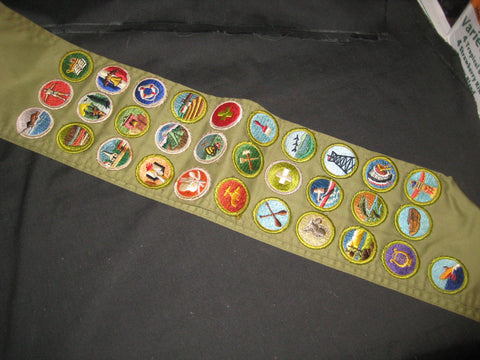 Merit Badge Sash, 31 Solid Merit Badges