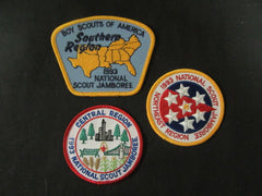 1993 National Jamboree Lot of 3 Region Contingent Patches