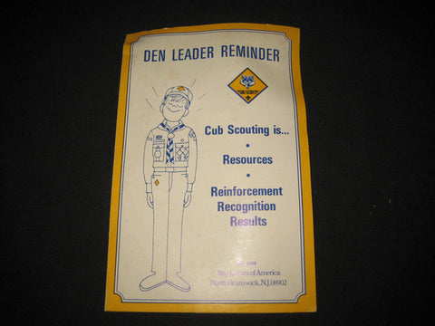 Den Leader Reminder Cub Scout  Training Film Strip Folder