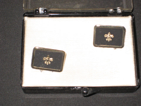 Fleur-de-lis Boy Scout Black Onyx Cuff Links