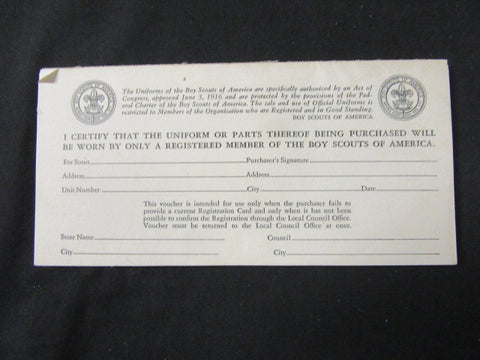 Voucher to Buy a BSA Uniform, 1940s, Pad full