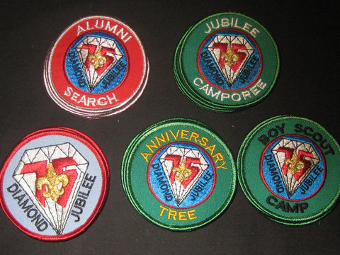 1985 BSA 75th Anniversary 5 different Patches