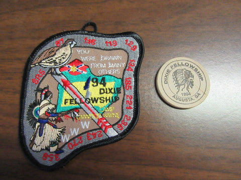 SR-5 1994 Dixie Fellowship Pocket Patch & Wooden Nickle Meal Ticket