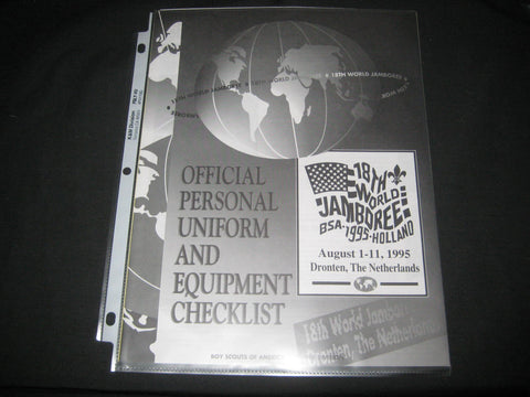 1995 World Jamboree Official Personal Uniform & Equipment Checklist