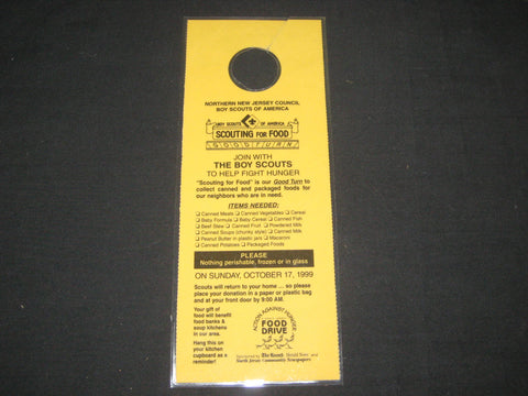 Northern New Jersey Council 1999 Scouting for Food Door Hanger