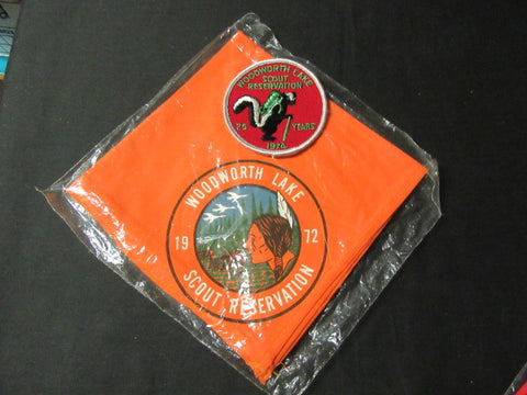 Woodworth Lake Scout Reservation 1972 Neckerchief & 1974 Pocket Patch