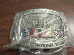 1997 National Jamboree Northeast Region Pewter Belt Buckle with Colored Flags