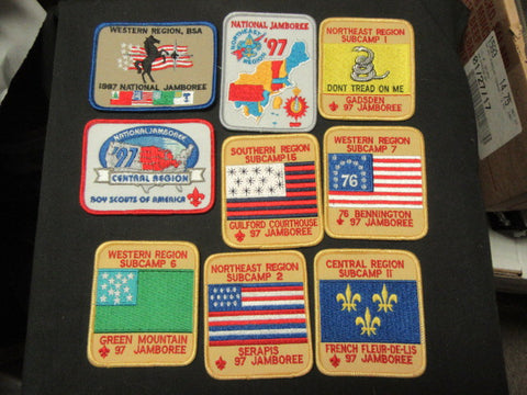 1997 National Jamboree Lot of 9 Region and Subcamp Patches & Pin