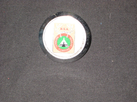 National Camping School Plastic tan logo Neckerchief Slide