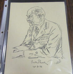 Baden Powell 1933 Pencil Drawing Portrait