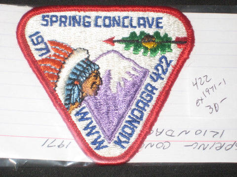 Kiondaga 422 1971 Spring Conclave Patch  eX1971-1