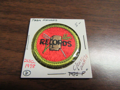 Farm Records Clear Waffle Back Merit Badge