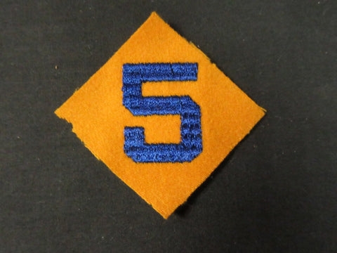 Cub Scout Pack Numeral B&G Felt Square 5, 1940's