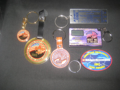 2001 National Jamboree 5 diff Keychains & Luggage Tag