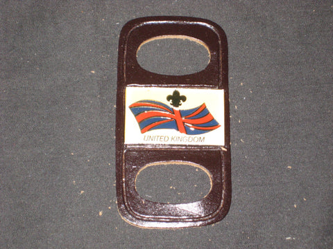 United Kingdom British Flag enamel & leather Neckerchief Slide