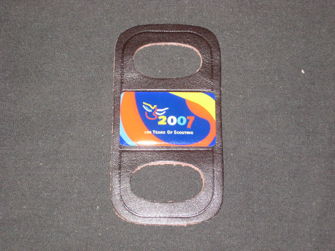2007 World Jamboree leather and enameled Neckerchief Slide