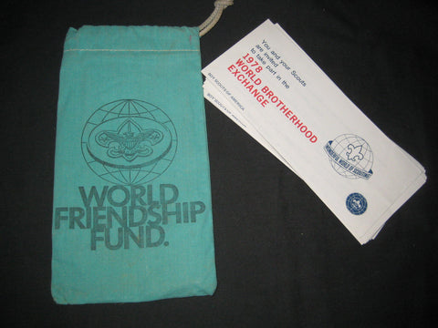 World Friendship Fund Bag and 14 1978 World Brotherhood Exchange Pamphlets