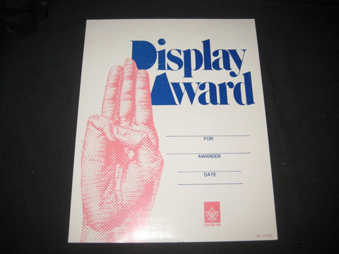 Display Award Certificate 1977