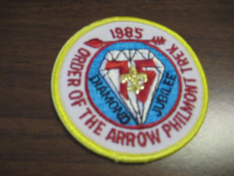 1985 OA Philmont Trek Round Pocket patch, yellow border