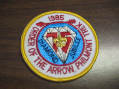 1985 OA Philmont Trek Orange Border Round Pocket Patch