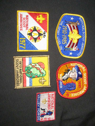 National Jamboree Patches 5 different -- 1964, 1973, 1977, 1981 & 1985