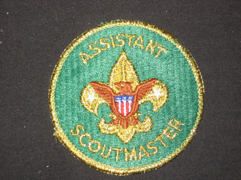 Assistant Scoutmaster Trained Patch, gold mylar border