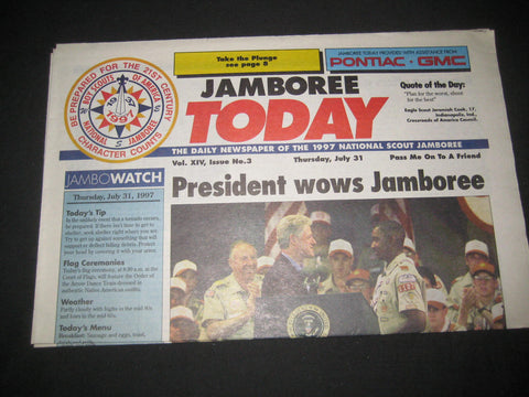 1997 National Jamboree Thurs July 31 Issue #3 of Jamboree Today