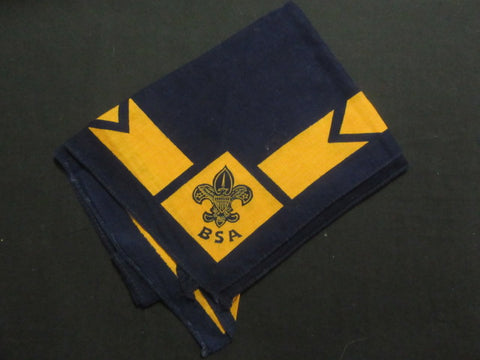 Full Square Neckerchief -- Blue Cloth with Yellow Trim and Logo