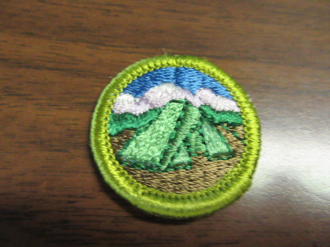Camping Clear Waffle Back Merit Badge, green border