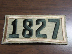 Numeral 1827 1 piece Green on Tan Twill