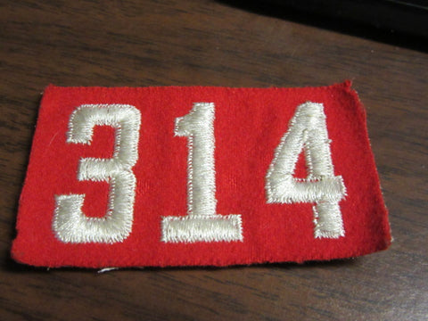 Numeral 314 Red and White Felt, 1 piece