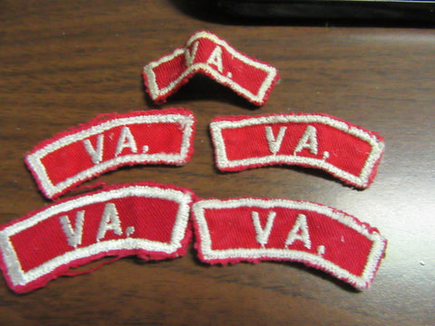 Va. Virginia Red and White State Strip, worn, lot of 5